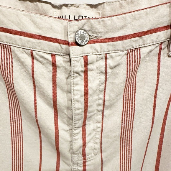 Hippie Cotton‎ Linen Blend Wide Leg Pants In Red Stripe - 10