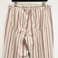 Hippie Cotton‎ Linen Blend Wide Leg Pants In Red Stripe - 10