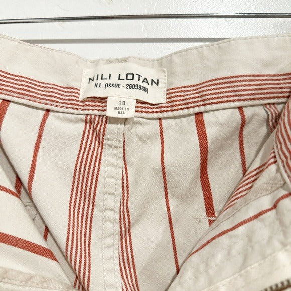 Hippie Cotton‎ Linen Blend Wide Leg Pants In Red Stripe - 10