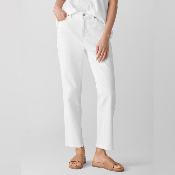 Garment-Dyed Organic Cotton Denim Slim Jean in White