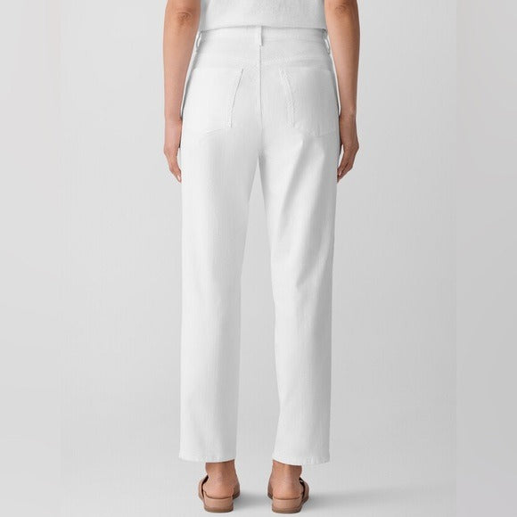 Garment-Dyed Organic Cotton Denim Slim Jean in White