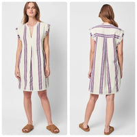 Baja Beach Tunic Dress in French Rose Baja Stripe Size Large