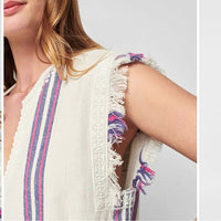 Baja Beach Tunic Dress in French Rose Baja Stripe Size Large