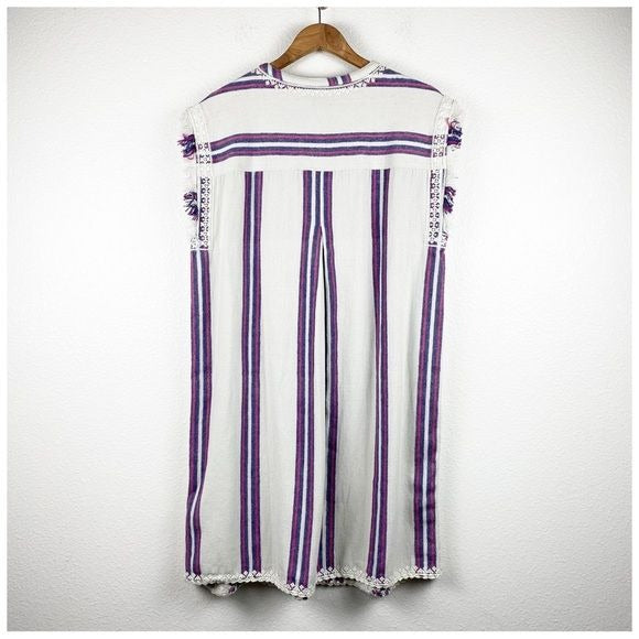 Baja Beach Tunic Dress in French Rose Baja Stripe Size Large