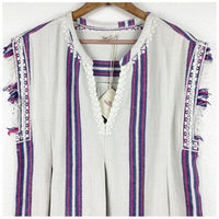 Baja Beach Tunic Dress in French Rose Baja Stripe Size Large
