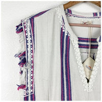 Baja Beach Tunic Dress in French Rose Baja Stripe Size Large