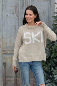 Alpine Ski Crew Chunky in Sleek Beige/Pure Snow
