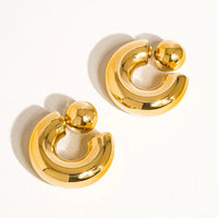 Fernanda 16K Gold Ball C Hoop Earring