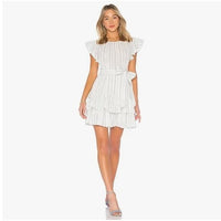 White and Blue Stripe Ruffle Mini Dress Size 2