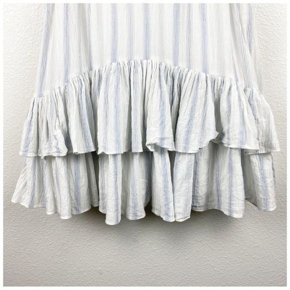 White and Blue Stripe Ruffle Mini Dress Size 2