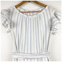 White and Blue Stripe Ruffle Mini Dress Size 2
