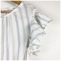 White and Blue Stripe Ruffle Mini Dress Size 2