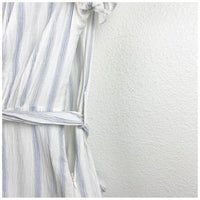 White and Blue Stripe Ruffle Mini Dress Size 2