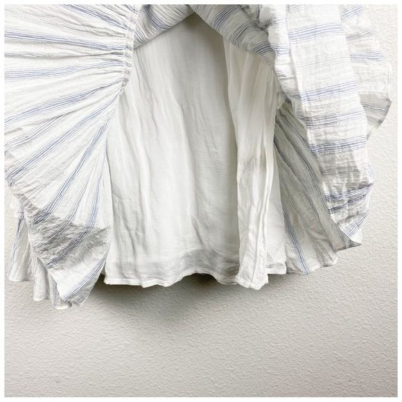 White and Blue Stripe Ruffle Mini Dress Size 2