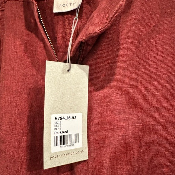 Tailored Trousers Yarn-dyed Linen in Dark Red