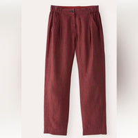 Tailored Trousers Yarn-dyed Linen in Dark Red