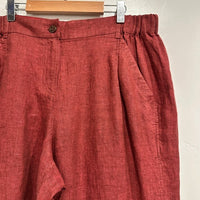 Tailored Trousers Yarn-dyed Linen in Dark Red