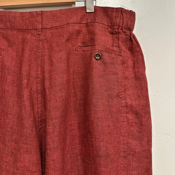 Tailored Trousers Yarn-dyed Linen in Dark Red