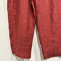 Tailored Trousers Yarn-dyed Linen in Dark Red