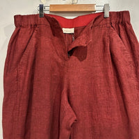Tailored Trousers Yarn-dyed Linen in Dark Red