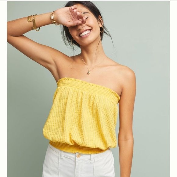 Colusa Strapless Top in Yellow Size Small