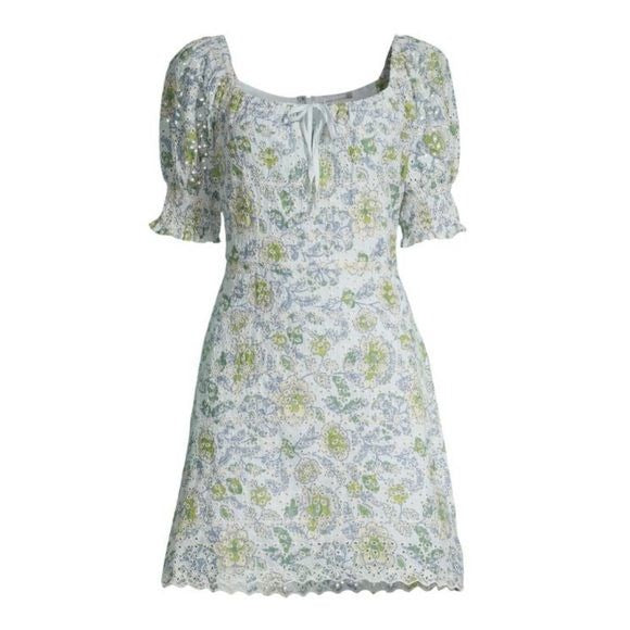 NWT Blue Eyelet Floral Dress Size Small