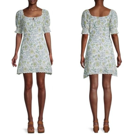 NWT Blue Eyelet Floral Dress Size Small