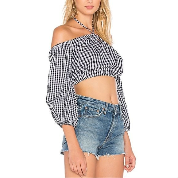 Addison Top Mixed Black Gingham Size Small