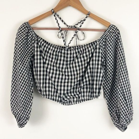 Addison Top Mixed Black Gingham Size Small