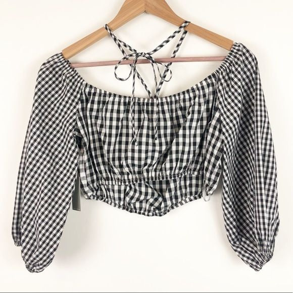 Addison Top Mixed Black Gingham Size Small