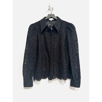 Black Lace Button Down Blouse - Medium