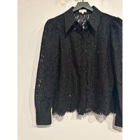 Black Lace Button Down Blouse - Medium