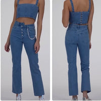 Crossover Straight Leg Chain Jean Size 26