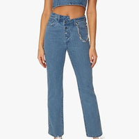 Crossover Straight Leg Chain Jean Size 26