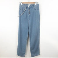 Crossover Straight Leg Chain Jean Size 26