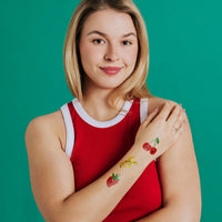 Glitter Fruit Faces Tattoo