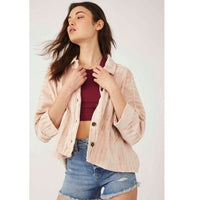 Free People Montauk Shirt Jacket Print Tea Combo