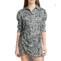 Janine Wrap Front Dress in Dark Emerald Multi - 10