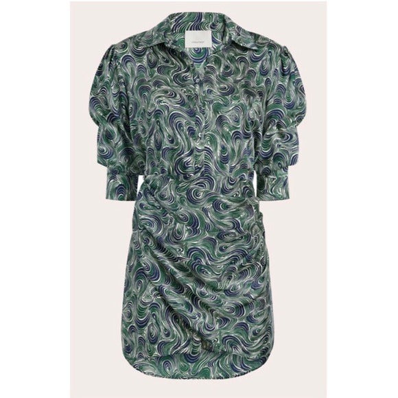 Janine Wrap Front Dress in Dark Emerald Multi - 10