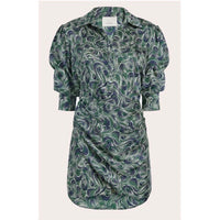 Janine Wrap Front Dress in Dark Emerald Multi - 10