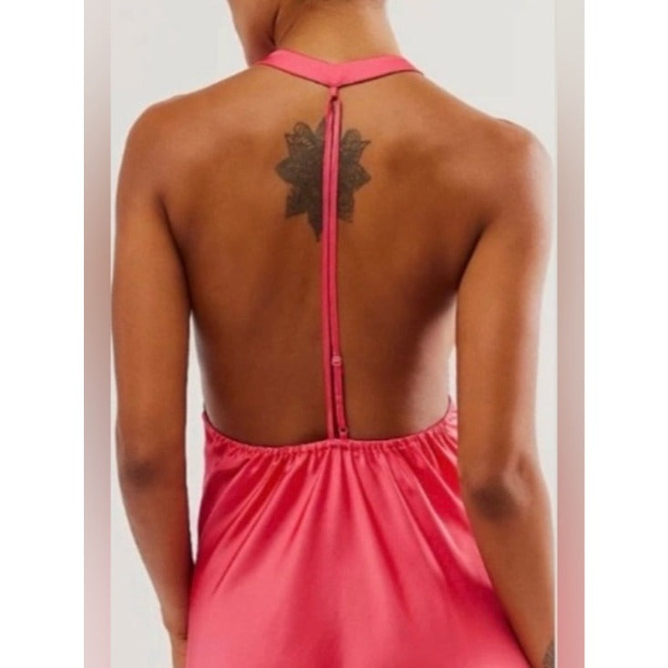 Happy Hour Satin Midi Dress in Strawberry Spritz - XL