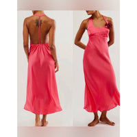 Happy Hour Satin Midi Dress in Strawberry Spritz - XL