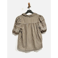 The Cross-Stitch Embroidered Mare Top in Army/White Gingham - 0