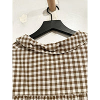 The Cross-Stitch Embroidered Mare Top in Army/White Gingham - 0