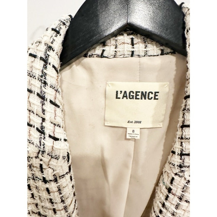 Kenzie Double Breasted Tweed Plaid Blazer - 8