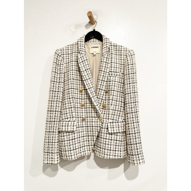 Kenzie Double Breasted Tweed Plaid Blazer - 8