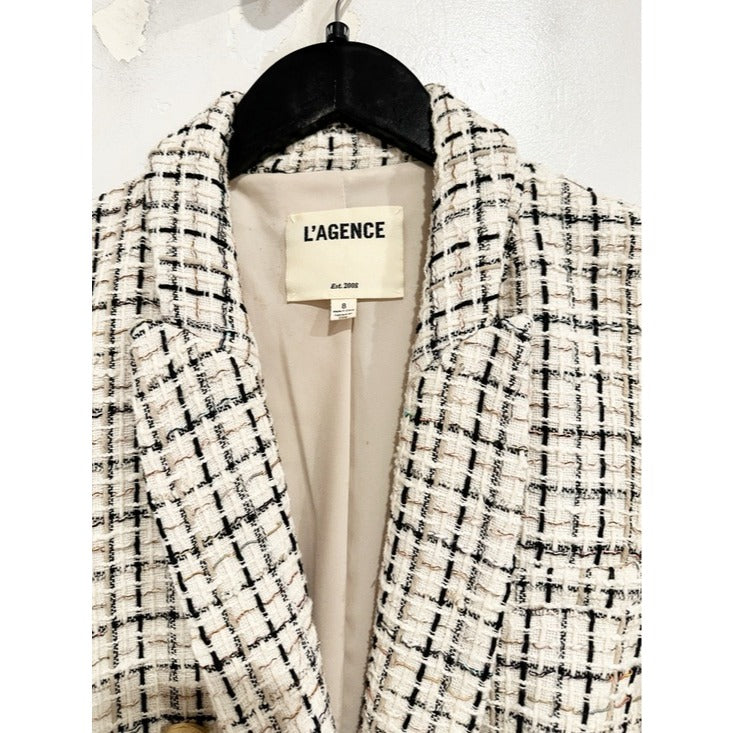 Kenzie Double Breasted Tweed Plaid Blazer - 8