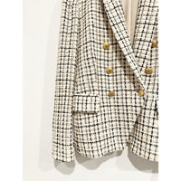 Kenzie Double Breasted Tweed Plaid Blazer - 8