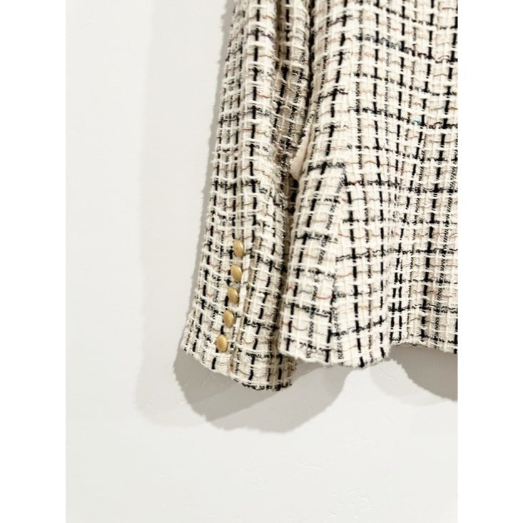 Kenzie Double Breasted Tweed Plaid Blazer - 8