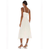 White Polished Dot Embroidered Midi Dress - 6